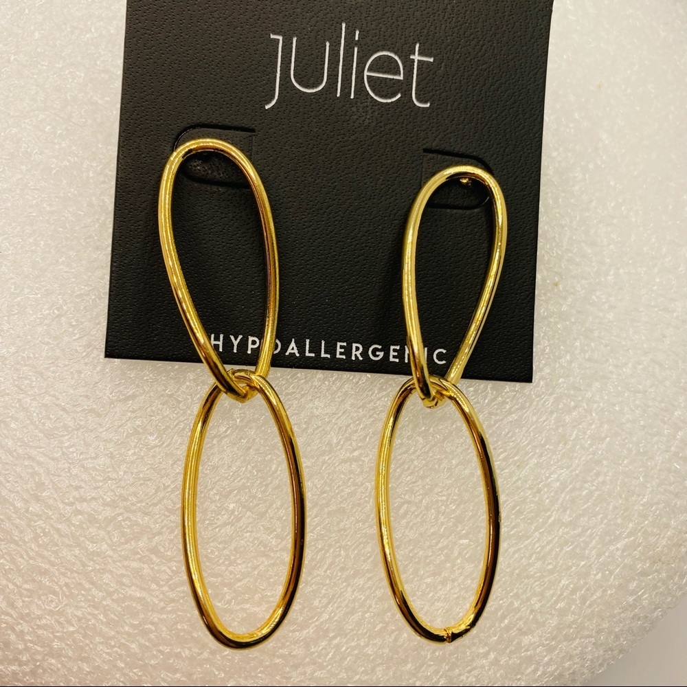 Earrings Golden Loops Pierced. - Picture 2 of 7